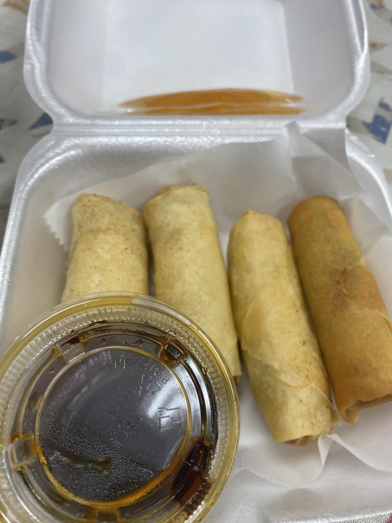 Four Spring Rolls from Spices Food Truck.